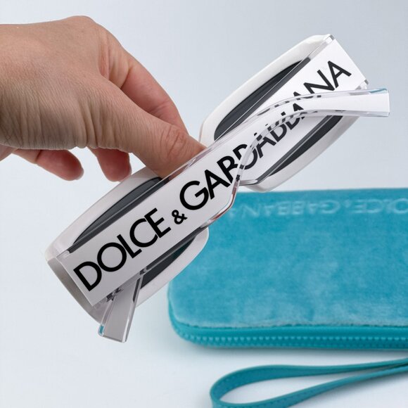 D&G DG6187 331287 BRAND NEW Sunglasses White Dark Grey Rectangle Unisex - Picture 3 of 11